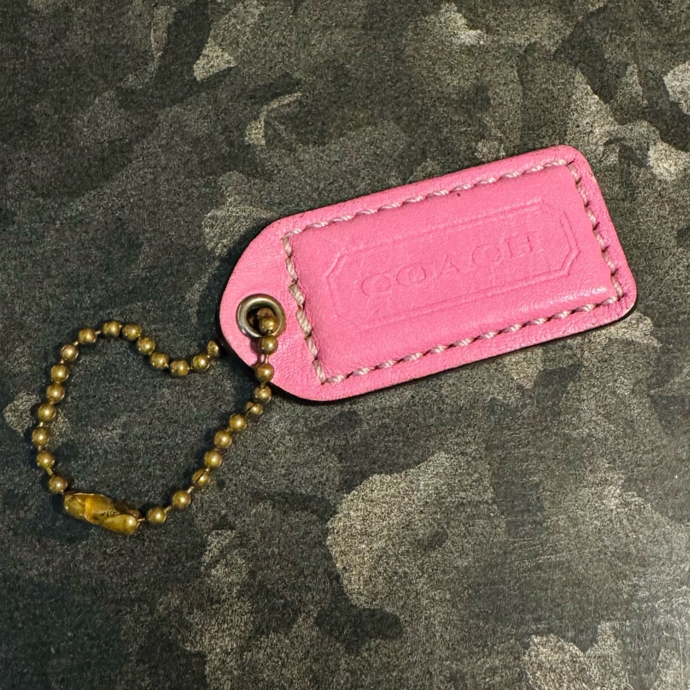 Coach Pink Smooth Leather Replacement Hang Tag FOB Bag Purse Handbag Charm